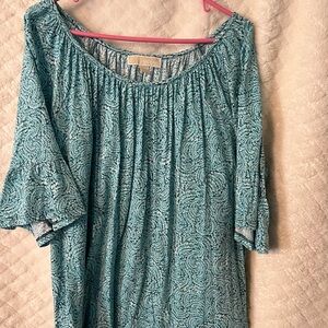 Michael Kors Teal Patterned Blouse